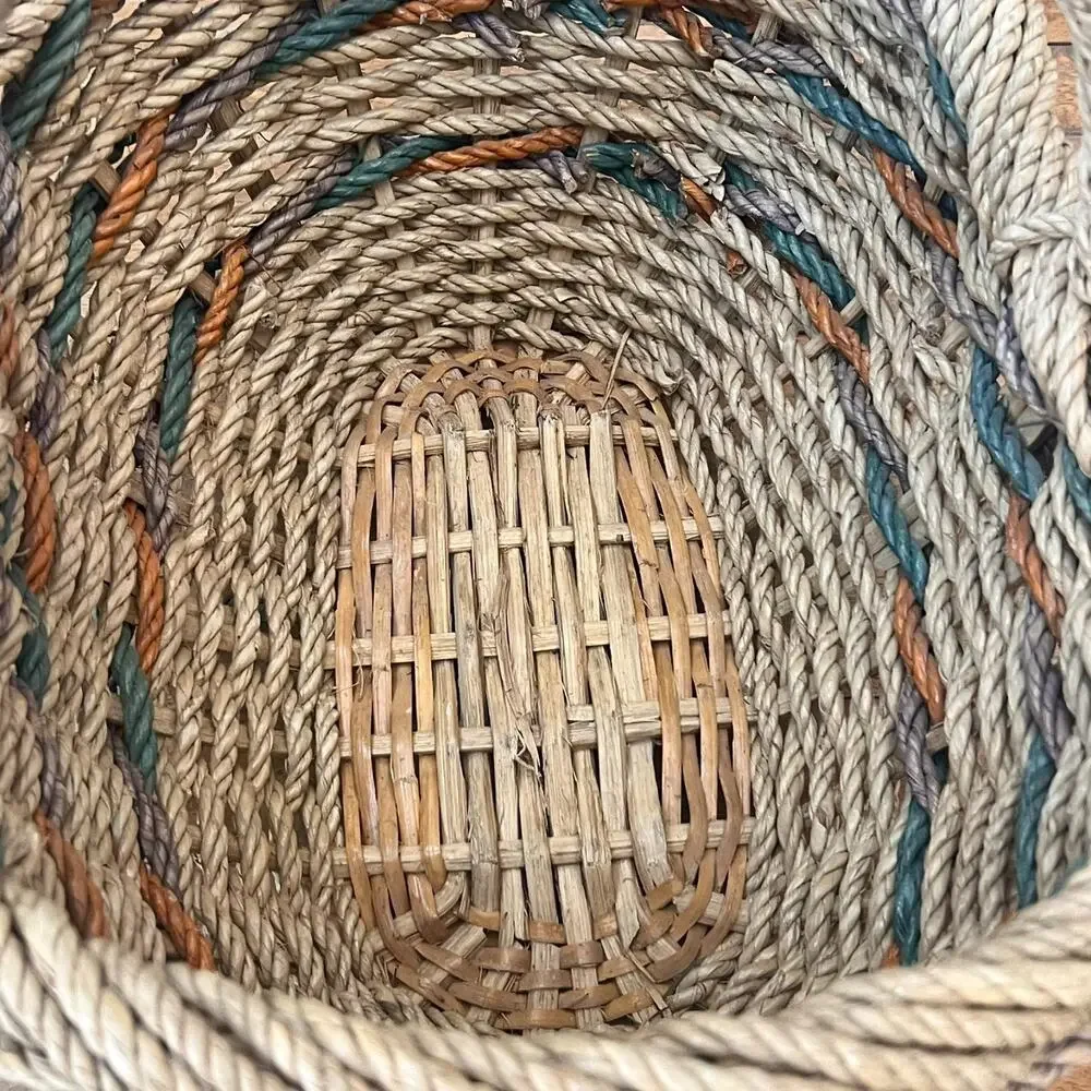 Vintage Woven Rope Wicker Basket 14.5